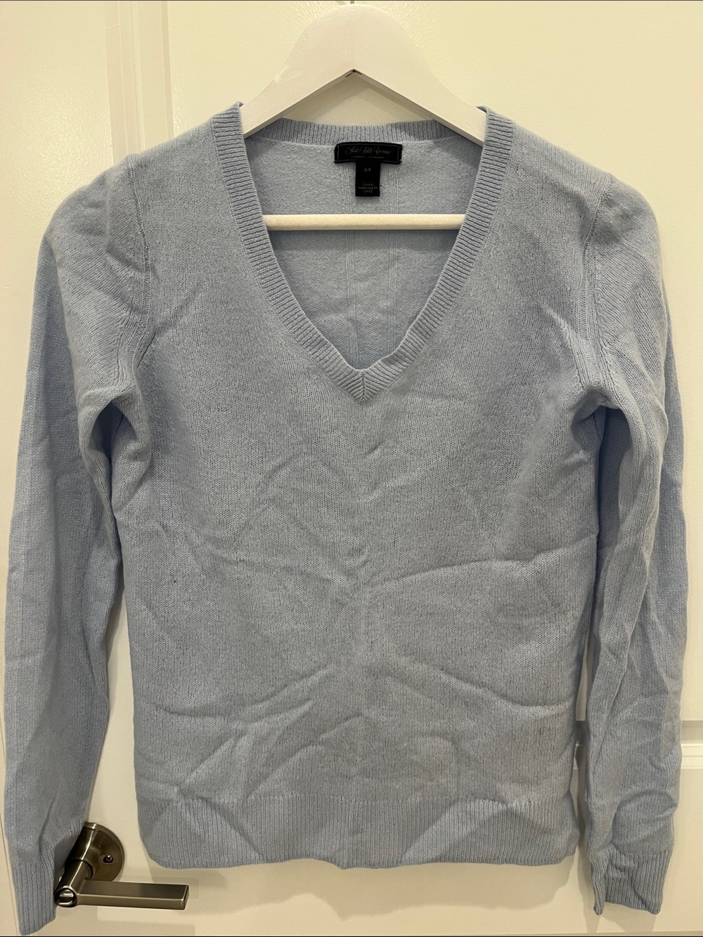 Saks Fifth Avenue Pale Blue V-Neck Cashmere Sweater